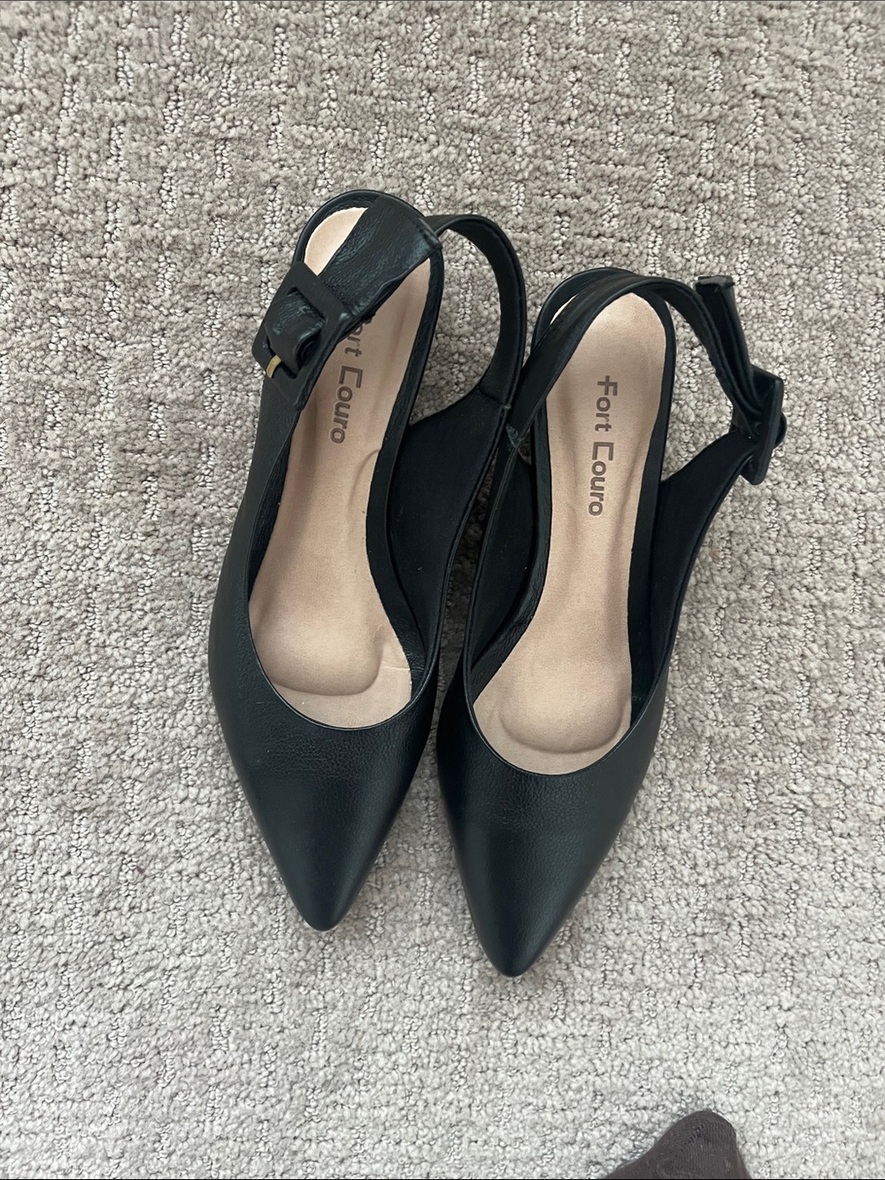 Black leather flats